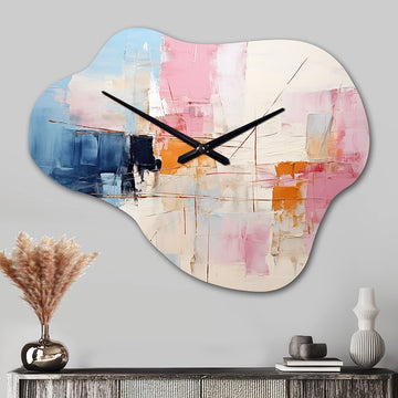 Abstract Patchwork IV - Asymmetric Metal Wall Clock